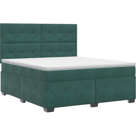 Maison Exclusive - Letto box spring con materasso Verde Scuro 140 x 190 cm Velluto (1/5)