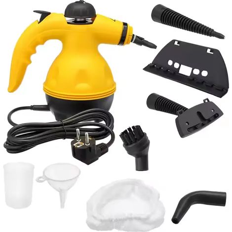 Nettoyeur vapeur portable - Nombreux accessoires - Puissant - Nettoie tous types de surfaces à la vapeur - Idéal pour la maison, la voiture et plus encore. Prise européenne standard. (1/5)