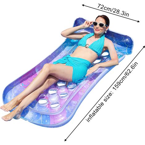 Lot de 1 matelas gonflable pour adultes comprenant des bouées, des radeaux et des tapis de bain de soleil convient aux piscines, aux lacs et aux plages.