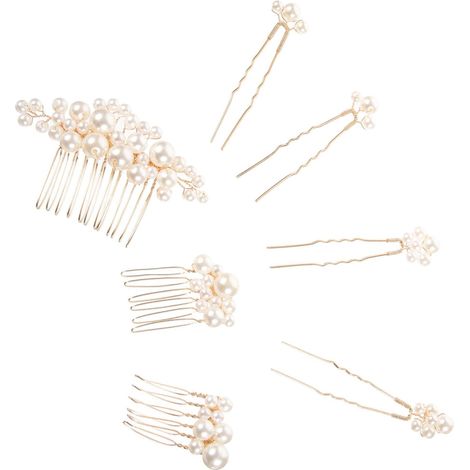 7-Piece Gold Beaded Hair Comb Set for Women and Girls (1/5)