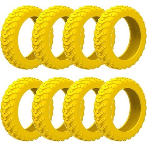 Pair Lot de 8 housses de protection de roue en silicone pour bagages - Antidérapantes et imperméables - Pour chaises de bureau et la plupart des roues pivotantes à 8 roues (noir), jaune, Jaune (1/5)