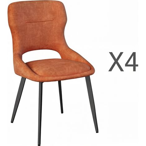 Chaise de salle à manger rembourrée en chenille avec accoudoirs, lot de 4, couleur naturelle (1/5)