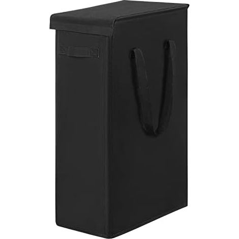 Chrislley Panier à linge fin avec couvercle - 60 l - Grand panier à linge fin respirant et pliable - Grand panier de rangement pour vêtements, chambre à coucher (noir) (1/5)