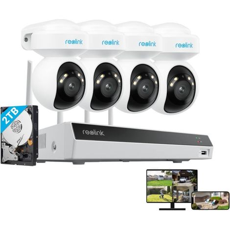 Reolink 4K 8MP WLAN Überwachungskamera Set Outdoor, 4X 8MP 2.4/5GHz WiFi PT Überwachungskamera+12CH WFi 6 NVR mit 2TB HDD, Intelligente Erkennung, Nachtsicht, 24/7 Schutz
