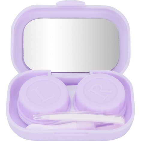Étui à lentilles mini voyage violet avec pince et bâton de retrait, kit portable de rangement pour lentilles de contact. (1/5)
