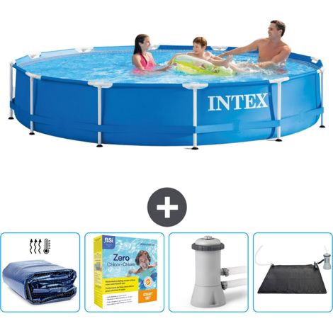 Intex-Schwimmbecken mit rundem Rahmen – 366 x 76 cm – Blau – im Lieferumfang enthalten Accessoire CB11
