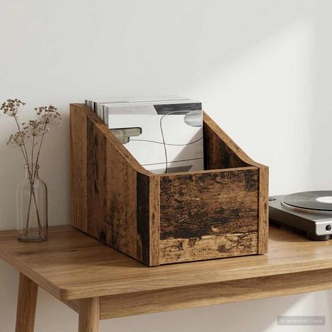 vidaXL LP Record Box Old Wood 18 x 32 x 18 cm Engineered Wood (1/5)