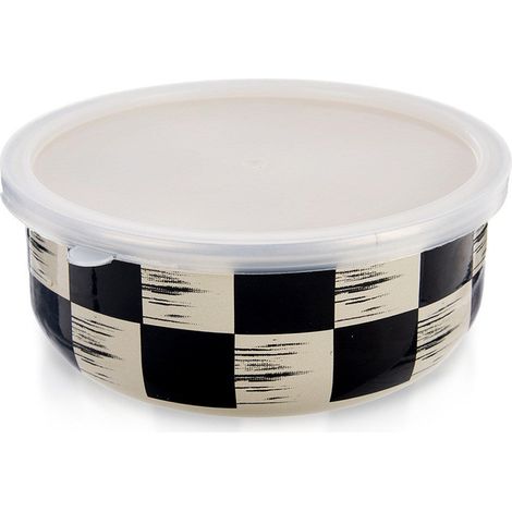 Bol esmaltado con tapa, diseño ajedrezado, 15,5 cm, 800 ml (1/5)