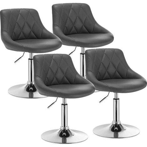 Lot de 4 tabourets de bar en similicuir WOLTU, tabourets de rotatif pieds en métal, hauteur réglable, Gris (1/4)
