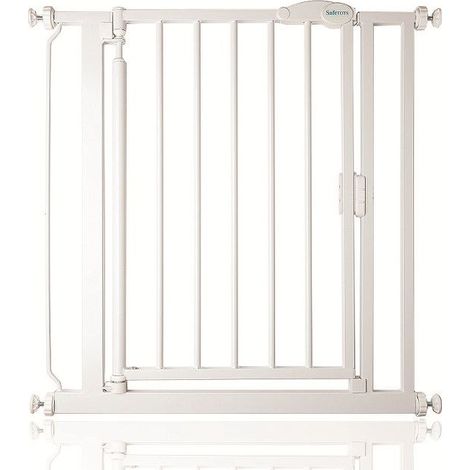 Safetots Pressure Fit Self Closing Stair Gate, 75cm - 82cm, White, Auto Closing Baby Gate, Safety Barrier (1/5)