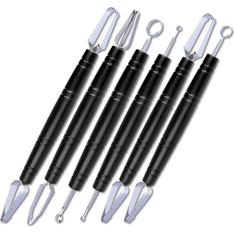 6-teiliges Obstschnitzwerkzeug-Set aus Edelstahl für Keramik, schwarz (1/4)