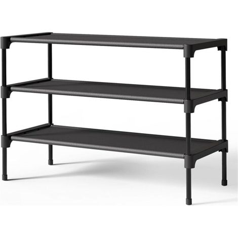 [NIEMALS VERWENDET] Dreistöckiges Schuhregal, platzsparend, ideal für Eingangsbereiche, 70 x 30 x 51 cm, Metallrahmen, schwarz