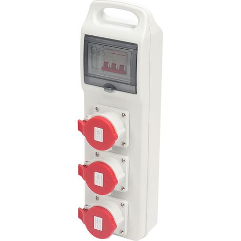Distributeur d'alimentation portable avec fusible, étanche IP44, 3 prises, 220–380 V CA / 240–415 V CA, 16 A (1/5)
