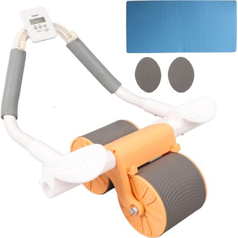 Ab Wheel Rouleau Abdominaux Automatique à Ressort avec Support Téléphone Double Roue Tapis Genoux Inclus pour Entraînement Maison (1/5)