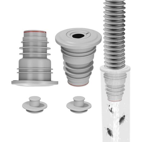 Set mit 2 Silikon-Ablaufschlauchdichtungen für Waschmaschinen (35-40 mm) mit Silikonkappen zur Vermeidung unangenehmer Gerüche