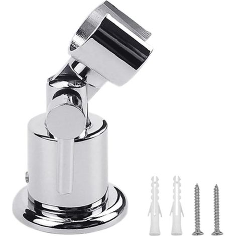 Support de pommeau de douche entièrement métallique, fixation murale en alliage de zinc réglable à 180°, fixation sécurisée pour douchette à main, idéal pour la rénovation de salle de bain, argent. (1/5)