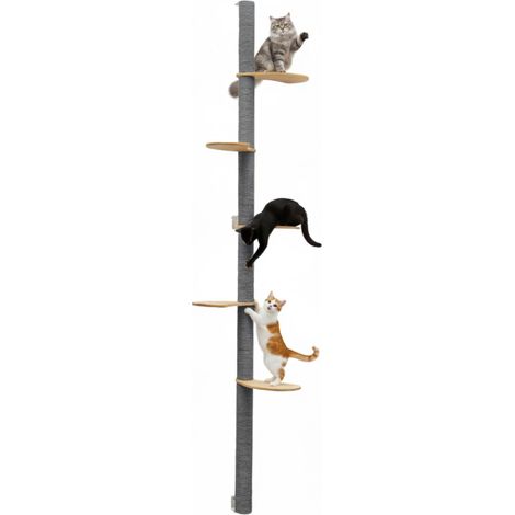 240 cm Tiragraffi da Parete con 5 Ripiani - Albero per Gatti - Colonna in Sisal (1/5)