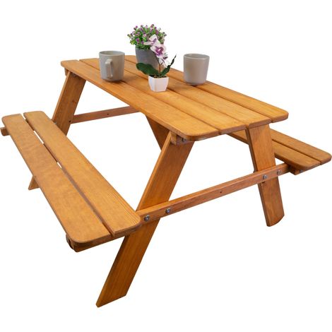Sitzbank für Kinder 90x90x48cm in lasiert Gartenbank Garnitur mit runden Ecken