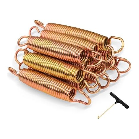 Set of 12 Trampoline Springs, 14 cm, Trampoline Accessory, Galvanised Steel, Anti-Rust, Gold and Silver, Heavy Duty Replacement Accessory for Trampolines 2.4 m to 4.3 m (1/5)