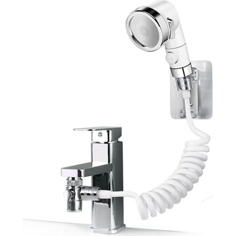 ZOLGINAH Ensemble de pommeau de douche pour lavabo, douche à main dans la salle de bain, douche à main pour lavabo, tuyau télescopique de 2 m, parfait pour laver les cheveux ou nettoyer le lavabo (bla