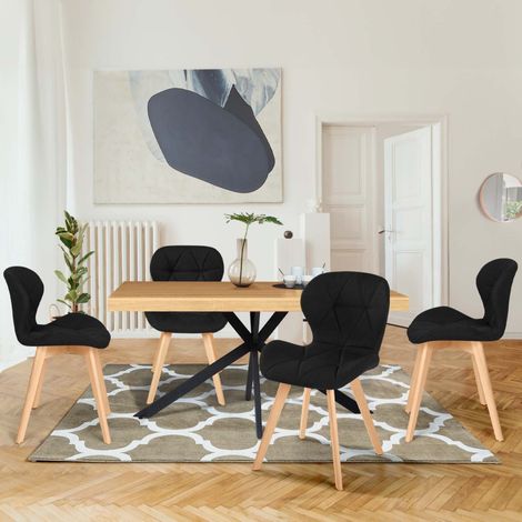 Lote de 4 sillas de comedor ROBINE de PU negro (1/5)