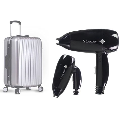 BEPER P301ASC100 Reisehaartrockner, 1200 W, faltbar, 3 Temperaturstufen, 2 Geschwindigkeitsstufen, klein und leicht, Schwarz (1/5)