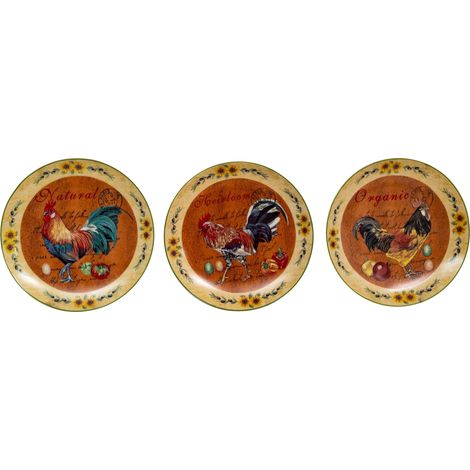 Set de trois assiettes décoratives en céramique décorées L20XPR20XH2 cm