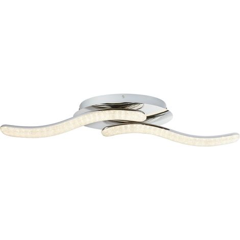 Plafonnier cristaux lampe de salon argenté LED lampe de cuisine plafonnier, métal acrylique, LED 24W 2800Lm blanc chaud, L 75 cm (1/5)