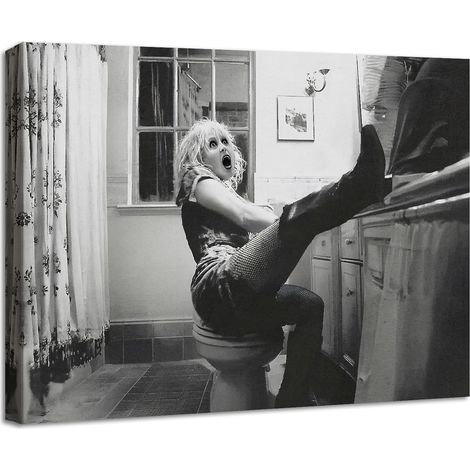 Quadro su Tela Poster Bagno Divertente Bianco Nero 40x60 cm (1/5)