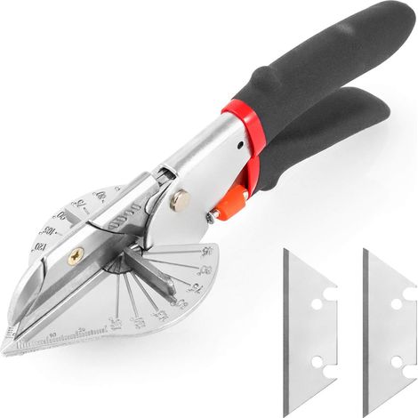 1 - Cisaille À Onglet - Ciseaux D'Angle - Coupe Tuyaux PVC PPR Et Goulottes - Angle Réglable 45°-135° - Lames Acier Carbone Remplaçables - Pour Électricien Et Plombier - Argent - 20x10cm (1/5)