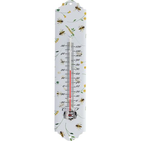 Thermomètre avec motif abeille en acier doux - Blanc - L 6,7 x P 1,2 x H 29,6 cm - Livraison gratuite (1/4)