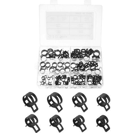 Lot De 80 Colliers De Serrage À Ressort En Silicone Noir. (1/5)