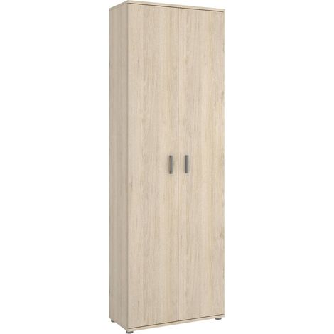 Dmora - Armadio multiuso 2 ante Apro, Mobile multifunzione portaoggetti, Guardaroba porta scarpe, 61x35h190 cm, Rovere (1/5)