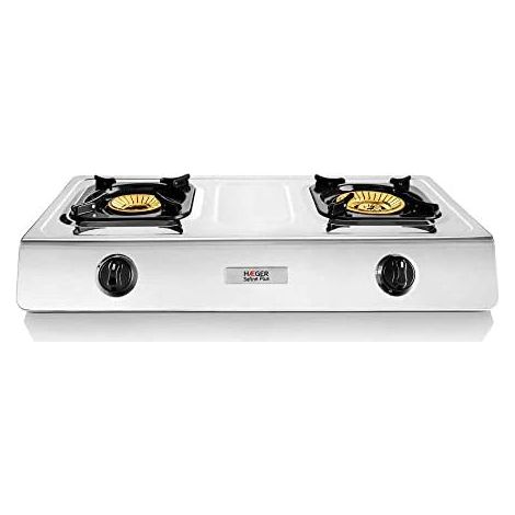 Cuisinière à gaz 2 brûleurs en acier inoxydable – Double brûleur en bronze 110mm et 90mm – Flamme Whirlwind – Allumage automatique – Haeger (1/3)