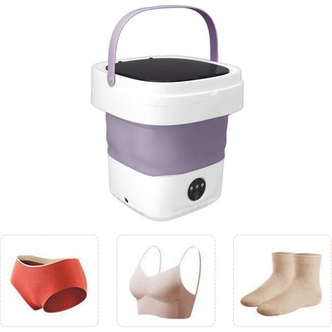 [Lavadora] [ - ] [Minimodelo portátil] [ - ] [Lavadora plegable] 7,5 l, Minilavadora portátil tipo cubo con secado suave y manguera de desagüe, enchufe UE de 100–240 V, color morado (1/5)