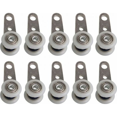Lot de 10 roulettes pour baies vitrées ou portes coulissantes - en métal et en plastique - 4,5 x 1,9 cm (1/4)