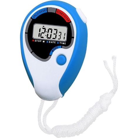 Classique Numérique Portable LCD Chronographe Sport Chronomètre Minuterie Chronomètre avec Chaîne Fitness Minuterie(Blue) (1/5)