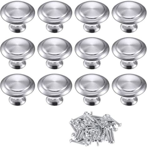 CSPARKV Lot de 12 Bouton de Meuble Bouton Porte Cuisine Rond Boutons de Porte Alliage de Zinc Bouton Porte Placard Chromé Poli Bouton Porte Poignée Cuisine (1/5)