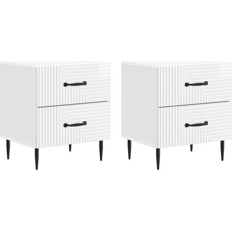 Maison Exclusive - Nachttisch 2 stk. Hochglanz Weiß 43 x 34,5 x 4 (1/5)