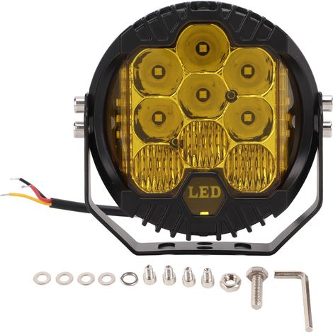 Projecteur tout-terrain à LED 5 pouces, étanche IP67, 90 W, 5 000 lm, modèle universel pour SUV, quad, UTV et bateau - Jaune (1/5)