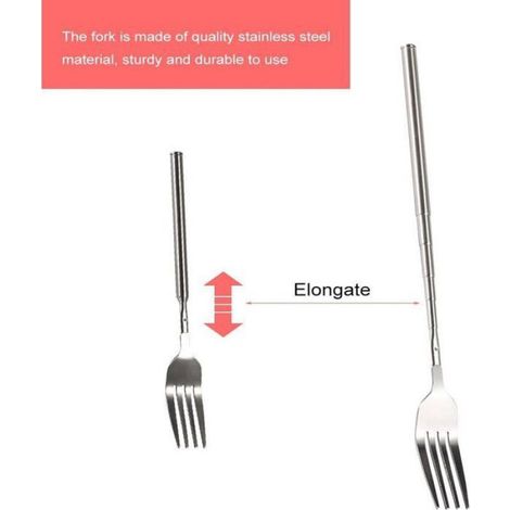 Fourchette Et Cuillère Télescopiques En Acier Inoxydable, Ensemble D'ustensiles Réglables Pour Barbecue Pique-nique (1/4)