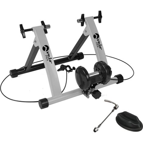Support d'Entraînement pour Vélo en Argent à Résistance Magnétique 6 Niveaux de Résistance Cadre Pliable Compatible avec Vélos à Roulettes de 26 à 28 Pouces et 700C Support de Stabilité