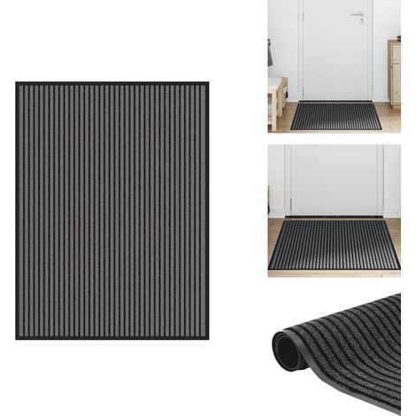 Paillasson noir et gris à rayures 90x120 cm - Paillasson - Paillasson De Porte - Paillasson De Bienvenue - Paillasson De Porte Extérieur (1/5)