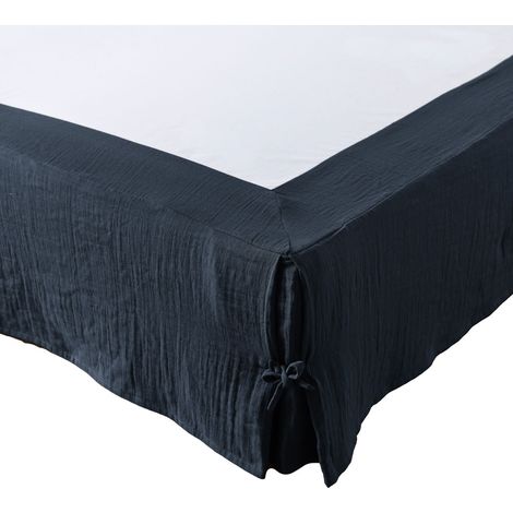 Cache-sommier Gaze de coton 140 x 190 cm GAIA coloris Bleu Minuit