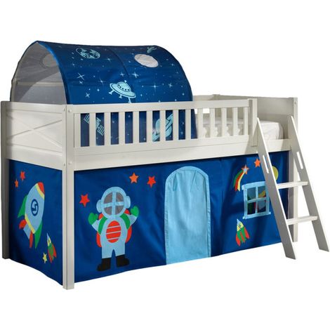 Lit Enfant Tente & Tunnel "Scott Astro" 90x200cm Blanc (1/5)