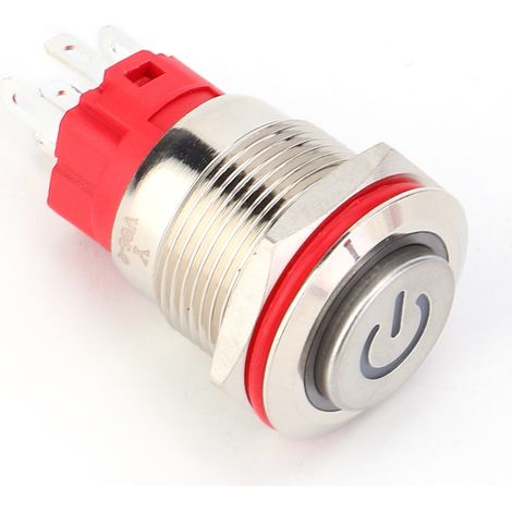 Metall-Drucktaster DC930V 19mm 1NO 1NC Selbstverriegelnder Schalter mit gelber Leuchte (Ring-Leistungslampe, hoher Kopf, selbstverriegelnd) (1/5)