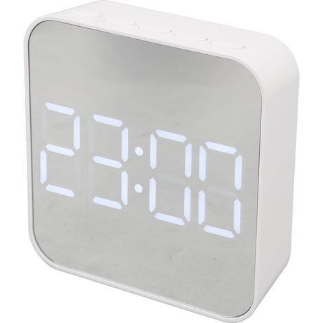 LED Digital Clock 2 Alarm Settings Multifunctional Small Electronic Alarm Clock with Temp Date Display for Bedroom Office White (1/5)