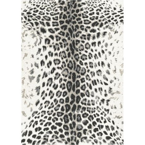 Tapis salon et chambre 120x170 noir et blanc rectangle tissé motif animaux BELLA 5