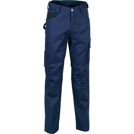 PANTALONE COTONE POLIESTERE BLU/NERO 58