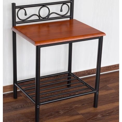 Comodino/comodino in metallo e legno 64x45x35 cm MOC06006